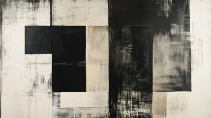 Fototapeta premium Abstract painting black white color scheme background predominantly oil on canvas