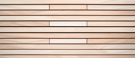 Fototapeta premium A close-up of a wooden panel featuring neatly arranged, light-colored planks with subtle variations in texture and color.