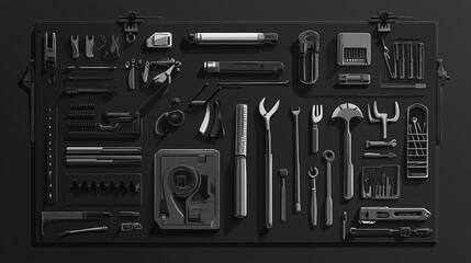 A neatly organized toolbox with various wrenches, screwdrivers, and other tools
