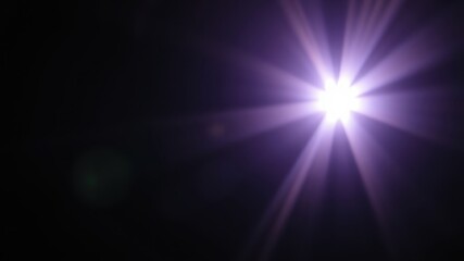 Obraz premium A luminous purple light explodes from a central point, radiating outwards in a starburst pattern, casting a soft glow on the surrounding darkness.
