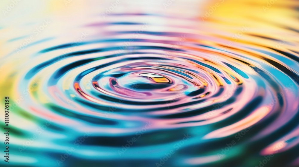 Wall mural a captivating depiction of abstract multicolored ripples spreading out and converging into a central