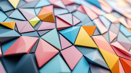 Fototapeta premium A captivating image of abstract, colorful polygons interlocking to create a unified, intricate design on a smooth surface