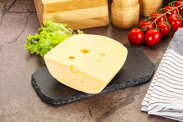 Gourmet Maasdam cheese with hole