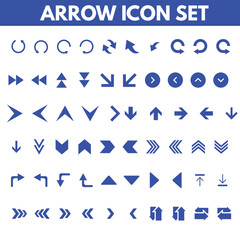 Arrow icon set. Arrow. Cursor. Collection different arrow signs. Black arrows icons. Different cursor arrow direction symbols in flat style.