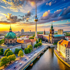 Fototapeta premium Berlin, Germany, is a dynamic city known for its rich history, i