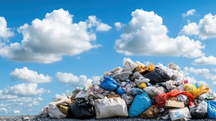 Garbage piling up in a landfill, representing the growing waste problem and the need for better recycling and waste management systems