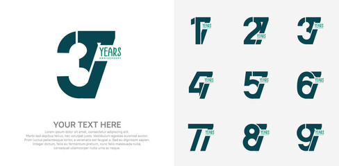 Anniversary logo set vector design, green color for celebration event