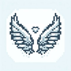 Fototapeta premium Pixel art of stylized angel wings with a heart.