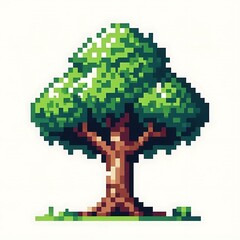 Fototapeta premium Pixel art of a stylized green tree.