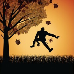 Falling Silhouette: Vector Illustration