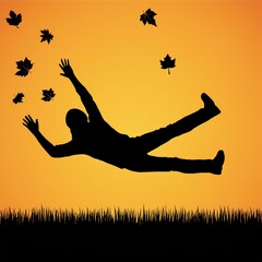 Falling Silhouette: Vector Illustration