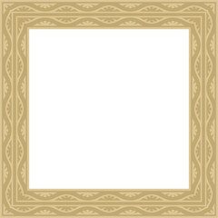 Vector golden square national Indian ornament. Rectangle, border, ethnic Hindu frame