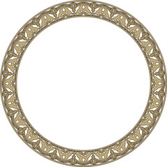 Vector gold and black Arabic national round ornament.  Ethnic circle, frame, ring of eastern peoples. Persian painting