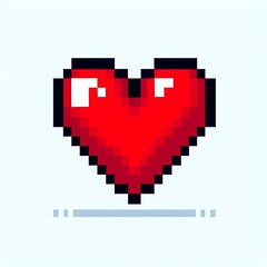 Obraz premium Pixelated red heart symbol in retro style.