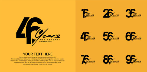 Anniversary logo set vector design, black color for celebration event