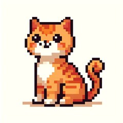 Fototapeta premium Pixel art of a cute orange cat.