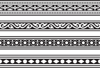 Vector endless black monochrome ancient Russian ornament. Seamless Slavic border, frame. Painting of the royal chambers