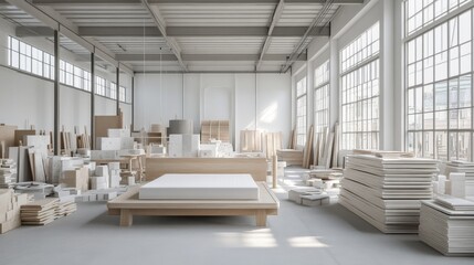 Large room high ceiling windows both sides is The concept of producing