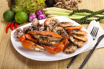 Luxury seafood mix - crab, prawn, octopus