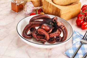 Boiled delicous Octopus in the bowl