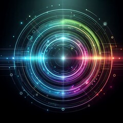 Obraz premium Vibrant circular design with light effects.