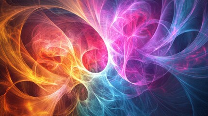 Obraz premium A captivating visual of abstract, colorful fractals coming together to form a unified, radiant design on a clean background