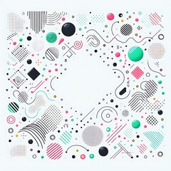 Obraz premium Colorful geometric patterns on a white background.