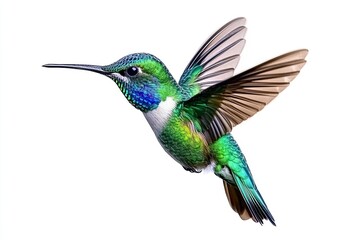 Obraz premium Hummingbird in flight, with vibrant green and blue colors