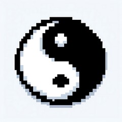 Fototapeta premium Pixel art representation of the yin-yang symbol.