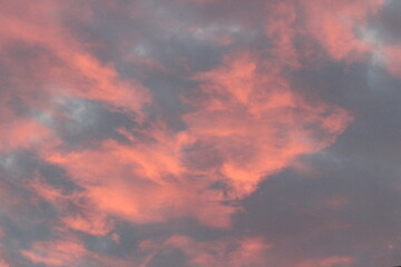 The red sunset over the countryside in Vietnam. 