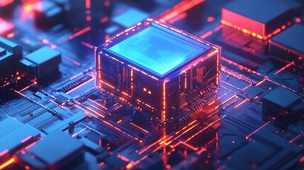 Obraz premium Abstract Digital Circuit Board in Blue. Cyber Background. Futuristic