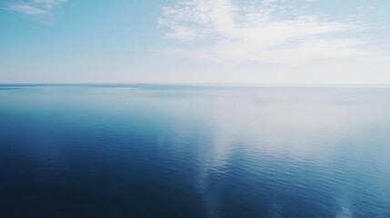 Obraz premium Baltic Sea aerial view showcasing vast expanse of water and distant coastline, symbolizing natural beauty and serene landscapes.