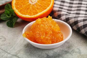 Tasty homemade Orange jam in the bowl