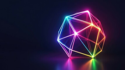 Abstract rainbow neon geometric shape.
