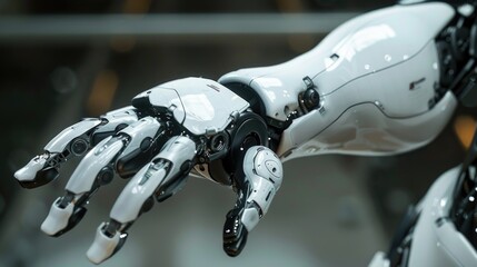 CloseUp of Futuristic Robotic Arm with Advanced Technology and Sleek Design