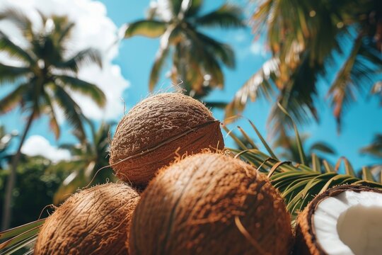 Coconut split open in the tropical sun