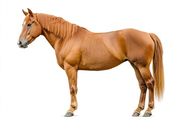 Obraz premium Graceful Beauty: Portrait of a Brown Horse with a White Mark on Transparent Background