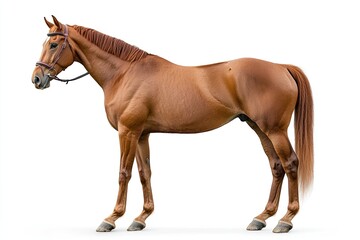 Graceful Beauty: Portrait of a Brown Horse with a White Mark on Transparent Background