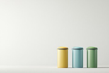 Promoting Sustainability Vibrant Recycling Bins in a Minimalist Environment for Eco-Friendly Practices