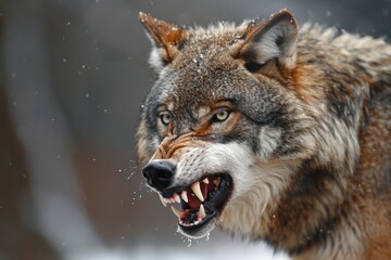 Obraz premium Wolf portrait in a golden forest