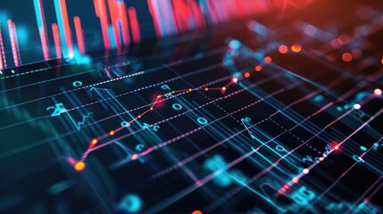 Abstract stock market data visualization with lines and grid