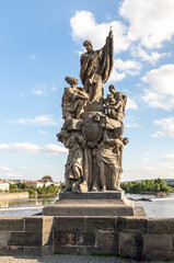 Sculpture of Francis Xavier by Ferdinand Maximilian Brokoff on the Charles Bridge in Prague in...