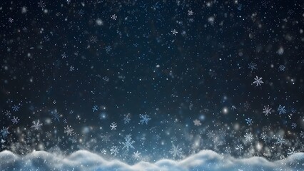 Realistic falling snow with snowflakes and clouds. Winter transparent background for Christmas or New Year card. Frost storm effect, snowfall, ice. Vector Generative AI