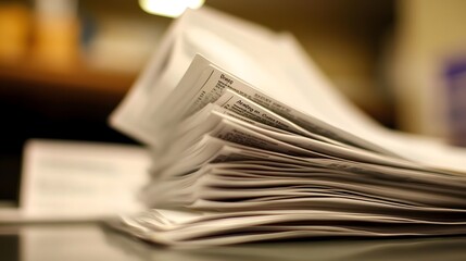Medical bills paperwork scattered on a desk, symbolizing the financial burden and administrative challenges faced by patients and healthcare providers in managing medical expenses.