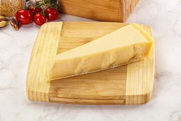 Hard parmesan cheese piece triangle