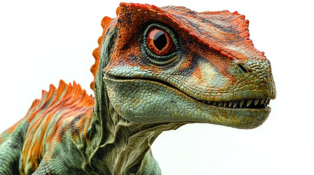 A detailed depiction of a colorful dinosaur-like creature with vivid textures and features.