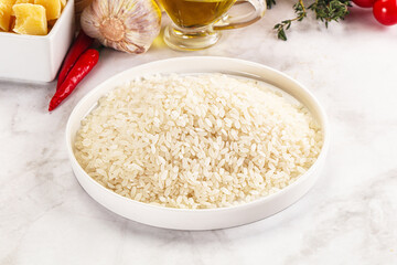 Dry Arborio rice for risotto