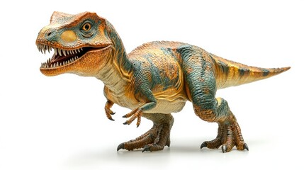 Fototapeta premium A detailed image of a realistic T-Rex dinosaur model on a white background.