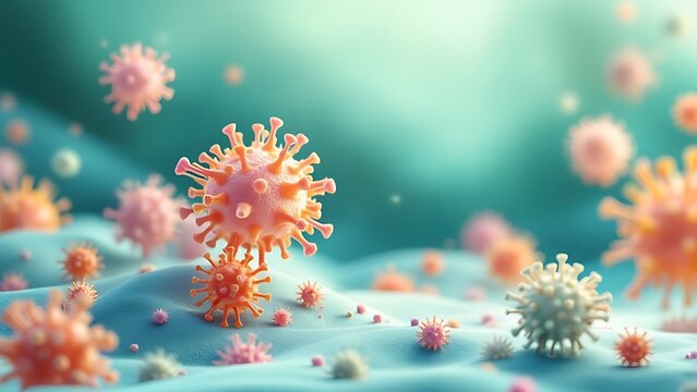 Rendering of a 3D concept for an oncology treatment that kills cancer cells isolated pastel background Copy space