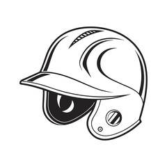 Vector Baseball Helmet Illustration on White Background.